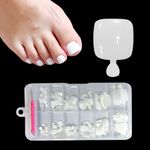 ZAHRVIA 120pcs French Tip False Toe Nails, Ready-to-Use Press On Toenail, Acrylic Fake Nails 12 Sizes Stick On Toenails For Women French Tip Gift for Girls, Easy Application (White)
