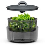 Zyliss Easy Spin Salad Spinner Large, Non-Slip Base, Serving Bowl, AquaVent™ Technology, Retractable Cord and Brake System, Easy to Clean