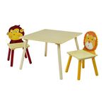 Liberty House Toys Wooden Jungle Table and 2 Chairs Set, Engineered, Natural Wood, 53cm H W x 66cm D