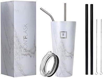 IRON °FLASK Classic Tumbler, Vacuum Insulated Stainless Steel, Hot & Cold, Modern Double Walled [Carrara Marble] [32 Oz]