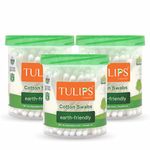 TULIPS Cotton Ear Buds/Swabs (pack of 3) with White PAPER Sticks (100/200 Tips) in a Jar