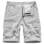 APTRO Mens Cargo Shorts Outdoor Camping Hiking Shorts with Multi Pockets Workwear Stretch Summer Shorts Light Grey CS07 36