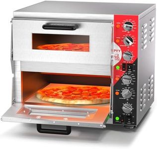 PYY 16" Indoor Electric Double Decker Pizza Oven w/Pizza Stone for Restaurant Home,Countertop Pizza Oven with 60-min Ring Timer, Commercial Pizza Oven with 4 Large Heat Tube, 3200W, ETL listed
