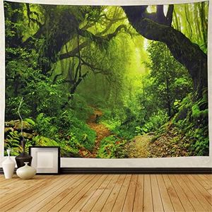 Leofanger Misty Forest Tapestry Magical Nature Green Tree Wall Tapestry Rainforest Landscape Tapestry Wall Hanging Bohemian Psychedelic Tapestry for Bedroom Living Room Dorm (59.1 × 78.7 inches)