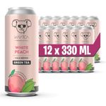 KAYTEA White Peach Ice Tea (Pack of 12 x 330 mL) - Green Tea Infusion - Peach Flavour - Cold Brewed - Organic Certified & Natural Ingredients