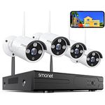 SMONET Wireless Security Camera Systems,8-Channel 3MP Surveillance NVR Kits,4pcs 1296P(3.0 Megapixel) Indoor Outdoor WiFi IP Cameras,Night Vision Home Cameras,P2P,Free APP,NO Hard Drive