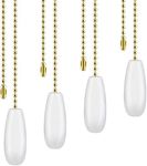 Topbuti 4 Pack Ceiling Fan Chain Pulls Wooden Pull Chain Extension for Ceiling Light Fan Chain Lamp (White Color)