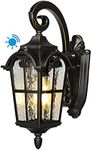 DEWENWILS Dusk to Dawn Outdoor Wall Light, Waterproof Exterior Light Fixture, Black Roman 17.7" H Wall Mount Sconce Porch Lights, Outside Wall Lantern for House, Garage, Patio, E26 Socket