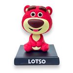 AUGEN Super Hero Lotso Action Figure Limited Edition Lots-o'-Huggin' Bear Bobblehead with Mobile Holder for Car Dashboard, Office Desk & Study Table (Pack of 1)