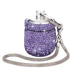 EveryBling Keychain Pill Holder Bling Small Pill Box for Purse Portable Pill Case Organizer Cute Key Chain Pill Container Bottle for Capsule Vitamin Supplement(Purple)