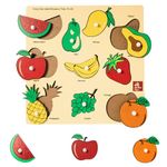 Skillofun Wooden King Size Fruit Identification Tray | Wooden Toys For Kids | Puzzles For Kids For Age 2 | Wooden Puzzles For Kids | Occupational Therapy Equipment | Puzzle Game | Peg Board For Kids