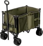 Outsunny Folding Garden Trolley, Cargo Traile on Wheels, Collapsible Camping Trolley, Outdoor Utility Wagon with Steel Frame and Oxford Fabric, Green