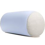 Microbead Bolster Neck Roll Pillow, Gently On Body, Head, Neck & Shoulders No Pain Rest, Relax Sleep - Silky Feel Prevent Wrinkles & Hair Breakage - Lightweight Cylinder Tube, 14" x 8", Silver Mist