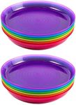 Cuddly Hippo Kids Plastic Dinnerware Set of 12 Multi Color Plates - Reusable, BPA-Free, Dishwasher Safe and Microwaveable