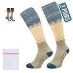 360 RELIEF 2 Pairs Compression Socks for Women & Men - 15-20 mmHg Travel Flight Socks – Graduated Support - Ideal for Running, Cycling & during Maternity - S/M, Green with Laundry Bag