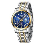 NIBOSI Watches For Men Fashion Casual Military Men's Watch Waterproof Chronograph Quartz Men Wrist Watch Stainless Steel Strap Date, Dial_Black