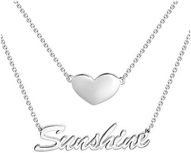 SOUFEEL Collier Pendentif Prenom Personnalisé Colliers Coeur Chaînes Deux Rangs en Or Rose Argent 925 Homme Femme Cadeau Fille Anniversaire Marriage Famille