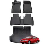 Wailtnb Car Floor Mats & Cargo Trunk Liners Custom Fit for Nissan Sentra 2014-2019 All Weather Floor Mats for Sentra Durable Floor Liners Accessories Black 2014-2019