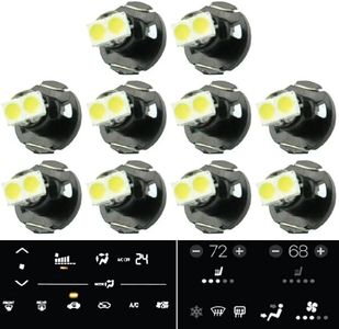 britelites Jtech 10x T4 / T4.2 Neo Wedge 2 SMD LED White Car Dashboard Instrument Cluster Panel, A/C Climate Control HVAC Switch Light Bulb