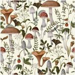 HAOKHOME 93279-2 Boho Peel and Stick Wallpaper Mushroom Forest Removable Stick on Contact Paper for Kitchen Bathroom Beige/Brown/Green 17.7in x 9.8ft