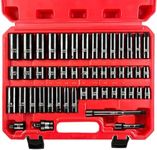 WETT 3/8" Drive Impact Socket Set, 48-Piece SAE/Metric, Deep/Shallow Sockets, with 3", 6" Extension Bar, 3/8" Universal Joint, 3/8" to 1/2" Adapter, Cr-V Steel, 6 Point, (5/16"-3/4", 8-22mm)