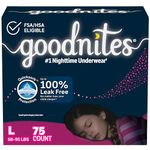 GoodNites Huggies Goodnites Girls Bedwetting Night Time Underwear, Goodnites, L (68-95 lb.), 75 Ct