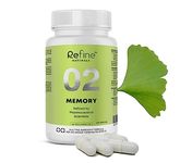 Refine Naturals Brain Supplement with Ginkgo Biloba & Bacopa for Memory & Focus | Extra Strength Ginkgo Extract | Memory Aid Capsules, Highest Rating | Better than 120mg Brain Pills | Best Herbal & Natural Health Support | 60 Capsules