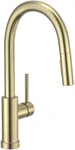 Brushed Gold Kitchen Faucet with Pull-Down Sprayer, Lava Odoro Brass Gold Single Hole Kitchen Sink Faucet Single Handle Faucet for Kitchen Sink with Supply Line Spot-Free, KF1120-SG