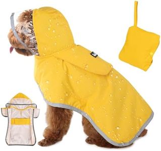 SlowTon Dog Raincoat, Adjustable Dog Rain Jacket Clear Hooded Double Layer, Waterproof Dog Poncho with Reflective Strip Straps and Storage Pocket for Small Medium Large Puppies(S)