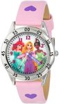 Accutime Disney Princess Girls Pink Kid's Watch - Time Teacher Timepiece Ariel Little Mermaid Rapunzel Tiana (Model: PN1171AZ), Pink, Quartz Movement