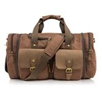 Gearonic Travel Duffel Bag Large Weekender Expanding Canvas Bag Travel Duffle for Women Men Overnight Carry On Tote and Luggage Sleeve, Coffee