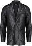 Jild Lambskin Leather Jacket Men Casual Coat – Notched Collar Classic Bond’s Style Ultimate Leather Blazer for Men (NC-Blk-XXL)