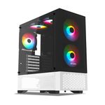 Ant Esports Pepper 5F Mid-Tower Dual Color Computer Case/Gaming Cabinet - Black/White | Support ATX, Micro-ATX, Mini-ITX | Pre-Installed 5 ARGB Fans