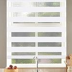 SEEYE Cordless Zebra Blinds Roller Shades for Window Day and Night Blind Dual Layer Light Filtering Shade Light Control Room Darkening Horizontal Window Treatment 29" W X 72" H, White