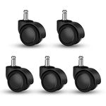 Yuechenggui Universal Size Office Chair Twin Caster Wheels, Chair Casters Replacement, for Office Chairs, Gaming Chair, Swivel Chair, RoHS and BIFMA quality certified. 5 Pcs 11 mm (Schwarz)