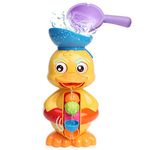 Sitodier Bath Toys for Baby 2 3 Years Old, Toddler Duck Bathtub Toys for 18 months with Rotatable Waterwheel & Eyes /Strong Suction Cups /Water Scoop, Fun Bathroom Toys for Boys Girls 2-4 Years