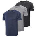 Gaiatiger 3 Pack Gym Shirts Men Light Running Clothes Quick Dry Workout Shirts Moisture Wicking Active Athletic Fitness Sport Tops Short Sleeve T-Shirts(521) BGN-XL