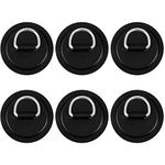 Hotop 6 Pieces Stainless Steel D-Ring Pad PVC Inflatable Boat Pad Patch D-Ring Patch for PVC Inflatable Boat Kayak Canoe Deck Accessories (Black)