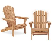 Wooden Folding Adirondack Chair Set of 2, Half Pre-Assembled Cedar Wood Lounge Chair for Outdoor Patio Garden Lawn Backyard Deck Pool Beach Firepit