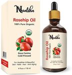 Nualoha Organic Rosehip Seed Oil, 118 ML, USDA 100% Pure Cold Pressed Natural Moisturizer Oil For Face Nails Hair Skin Women and Men