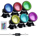 Lychee Waterproof Underwater Spot Lights,Remote Control Amphibious Change Color Submersible Lights for Garden Pond Aquarium Courtyard Swimming Pool Fountain Fish Tank (Set of 6)