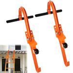 2 Pack Ladder Hooks for Roof Ridge with Wheel,Heavy Duty Ladder Roof Hook with Rubber Grip T-Bar,Upgrade Load-Bearing Steel Bars Extension Ladder Stabilizer for 500 lbs Weight (Patent Pending)