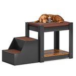 SDHYL Dog Steps for High Bed or Couch with Stairs, Dog Seat with Non-Slip Removable Pads Indoor, Dog Window Seat Elevated Pet Window Perch for Dogs with Steps, Rustic Brown