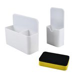 Magnetic Pen Marker Holders White 2PCS + Magnetic Whiteboard Eraser, Adjustable Magnetic Pen Holder Magnetic Marker Holder, Whiteboard Pen Holder Magnetic Pen Pencil Holder Organizer Whiteboard Locker