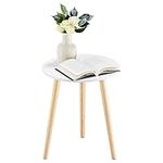 APICIZON Round Side Table, Small Coffee Table End Table for Living room, Bedroom, Small Space, Wooden Bedside Table, Easy Assemble, 42(D) x 51(H) cm, White and Oak