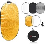 WELLMAKING 24'' x 36'' (60 x 90cm) Photography Reflector 5-in-1 Collapsible Light Reflector with Bag & tilt Adapter, Portable Light Reflector Photography Panel for Studio Video & Outdoor Lighting