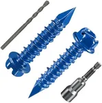 Wensilon(30 PCS) 1/4" * 1-1/4" Slotted Hex Washer Head Concrete Screws Anchor Kit Blue Flat Head for Anchoring to Masonry, Block or Brick Stucco