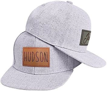 Dyoart Custom Name Baseball Cap - Personalized Leather Patch Baby Hats - Toddler Trucker Hat for Boys Girls 0-12 Years(Small) Grey