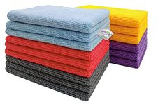 SOFTSPUN Microfiber Cleaning Cloth, 15pcs 20x30cm 340 GSM Multicolor Thick Lint & StreakFree Super Absorbent Multipurpose Automotive Towels for Kitchen Cleaning Dusting Polishing & Detailing.