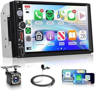 7 inch Double Din Car Radio Stereo, Wireless Carplay Android Auto, 2 Din Touch Screen Radio, Bluetooth Stereo Double Din, Backup Camera Mirror Link, FM EQ SWC Type-C USB Fast Charging, Video Playback